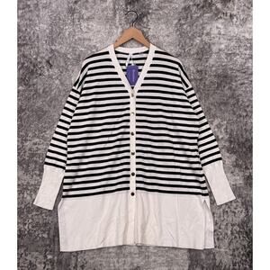 New Seraphine Sweater Large Womens Striped Knit Maternity Cardigan Long